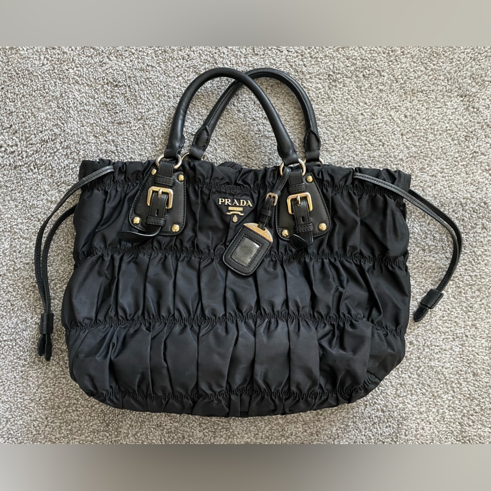 Prada Black Gaufre Tote Bag